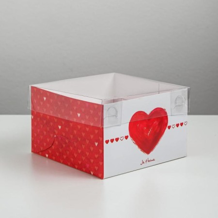Capcake box, confectionery packaging, 4 cells "Ja T`Aime", 16 x 16 x 10 cm