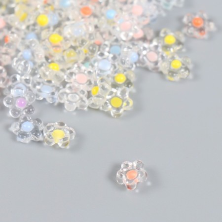 Decor for creativity Plastic "Flower with a colored middle" Gloss Set 80 pcs 0.7x0.7 cm-2