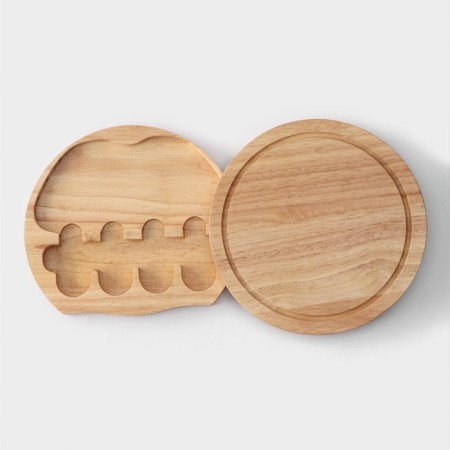 Set for feeding cheese, 4 knives, board, 19.5 × 19.5 × 3.5 cm, oak-3