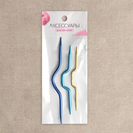 A set of auxiliary knitting needles, aluminum, d = 2/3 mm, 9/10/12 cm, 3 pcs, color mix-3