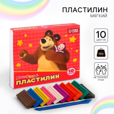 Plasticine Masha and the bear, 10 colors, 150 g-6