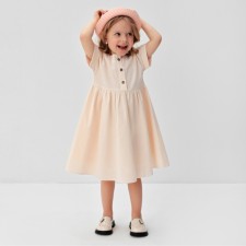 Dress for girls Minaku: Cotton Collection Beige Color, Height 134