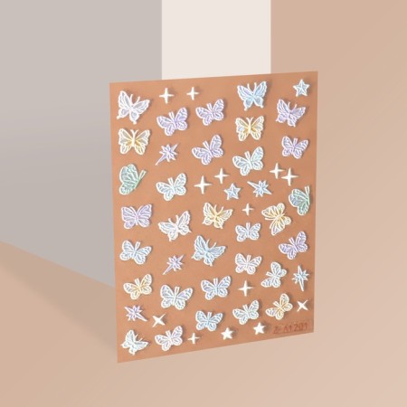 Nail stickers "Magic butterflies", voluminous, multi -colored-1