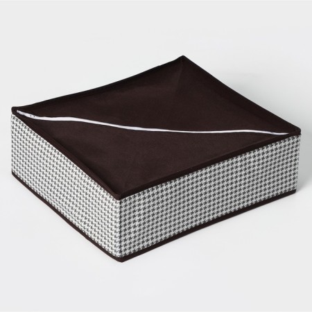 Organizer for storing linen Villy, 18 cells, 35 × 30 × 12 cm, white-brown color-2