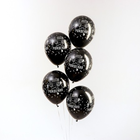 Shar Latex 12 "Happy Birthday to Gamer, pastel, set 25 pcs., Black color-1