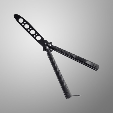 Training butterfly knife, steel - 420, handle - steel, 22 cm-2