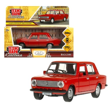 Metal machine "VAZ -2101", retro - model "Kopeika", doors, trunk, inertia, 12 cm, red are opened