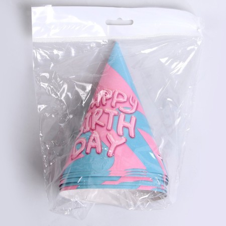 Paper cap Happy Birthday, (set 6 pcs)-4