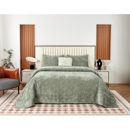 The bedspread with pillowcases Sofi de Marko "Rosalin", size 240x260 cm, 50x70 cm - 2 pcs, emerald color