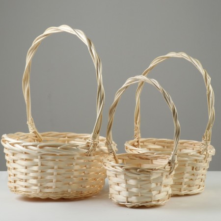A set of wicker baskets, D27x12/37 cm, D22x12/32 cm, D17x10/28 cm, 3 pcs, Ivas