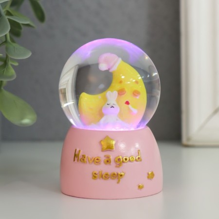 Souvenir Polystone Water Ball Light "Bunny for the month" MIX 4x4x6.7 cm-2