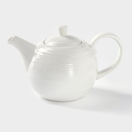 Porcelain teapot with heating on the bamboo stand Bellatenero “Strips”, 850 ml, white color-5