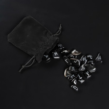 Runes for fortune telling "Scandinavian", 25pcs, obsidian-2