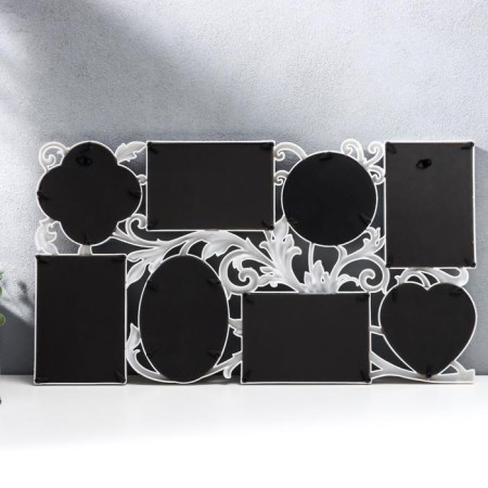 Photo frame plastic in 8 photos 10x15 cm, 10x10 cm "Interest" White 58x32 cm-2