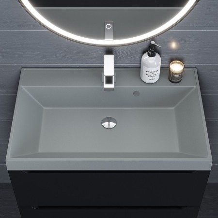 Sink uperwood Classic quartz 70 cm, quartz, gray matte, platinum-2