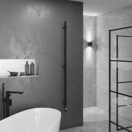 Terminus uno “profile” heated towel rail, 1400x30 mm, black muar-3