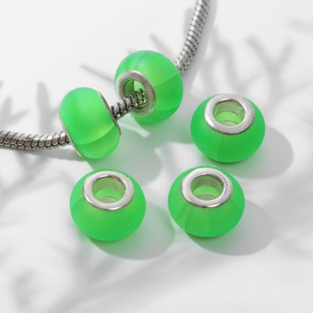 Busina "matte style" for phosphorus agate, acid-green color in silver-1