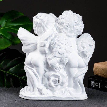 Figure "Angel and Fairy with Rosa" White 12x26x24cm-2