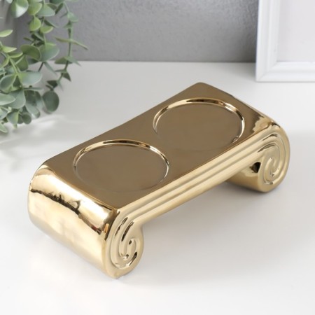 Ceramics candlestick for 2 candles "Greece" d = 7.5 cm gold 22.5x10x7 cm-2