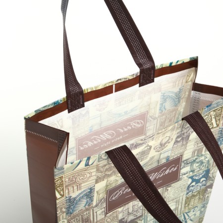 Household bag without fastening, beige color-2
