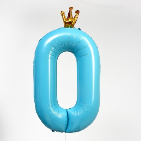 Foil ball 40 "The number 0 with the crown", the color is blue-1