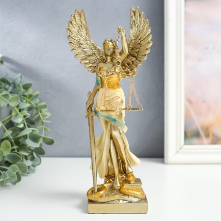 Souvenir Polystone "Goddess Femis with wings - justice" Cream with gold 6x11x25 cm