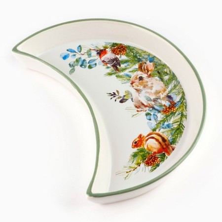 New Year! Ceramic plate "New Year's watercolor", 10.5x20 cm, white color-1