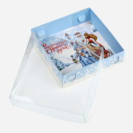 Box for Makarun "Fairytale New Year!", 12 x 12 x 3 cm, New Year-4