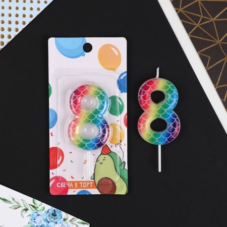 Candle for the cake, number "8", multi -colored, 5.5 x 8 cm.-1