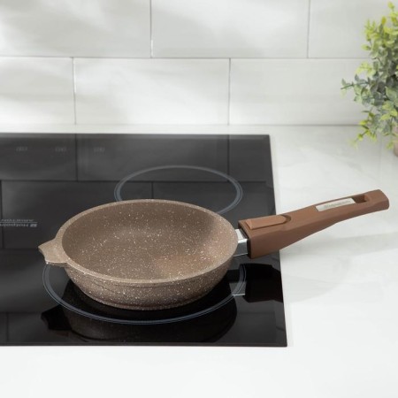 Granite Brown pan, d = 18 cm, anti -stick coating, removable pen, mix color-5