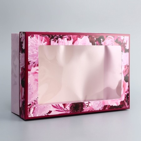 The box is folding, the lid is, "flowers", 30 x 20 x 9 cm with a window-3