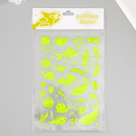 Plastic sticker phosphorus "sea residents" mix 27x15.5 cm-1