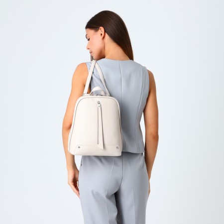City backpack of artificial leather with lightning, beige color-6
