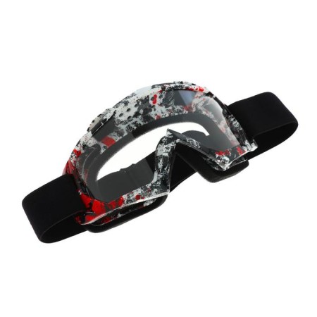 Glasses-mask for motorcycle driving, transparent glass, red-black color, OM-21-2