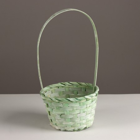 Wicker basket, d15x9xh31cm, green, bamboo