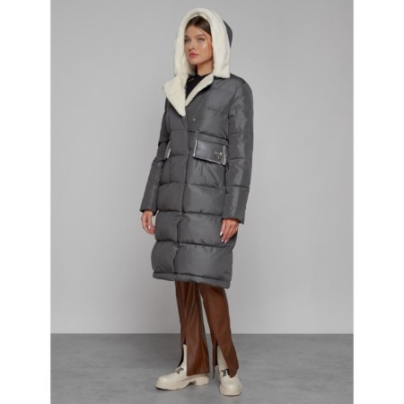 Coat insulated winter female, size 42, dark gray color-4