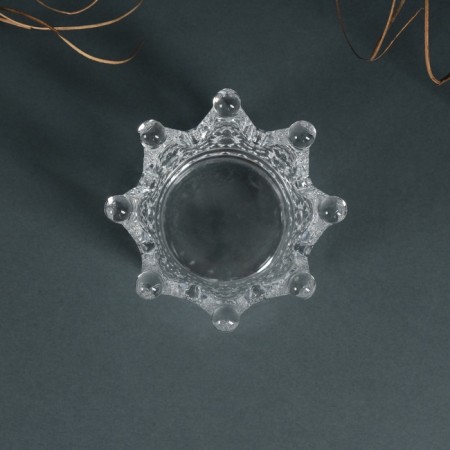 Glass of glass for 1 candle "Crown" transparent 5x7x7 cm-4