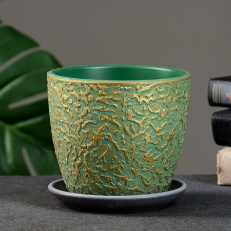 Flower pot "Moire" Green Budo No. 2, 1.3l-1