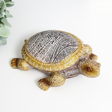 Souvenir Polystone "Little Turtle" with a golden pattern 10.5x10.5x5.5 cm-1
