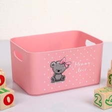 Basket for children's toys MomMy Love, pale pink color