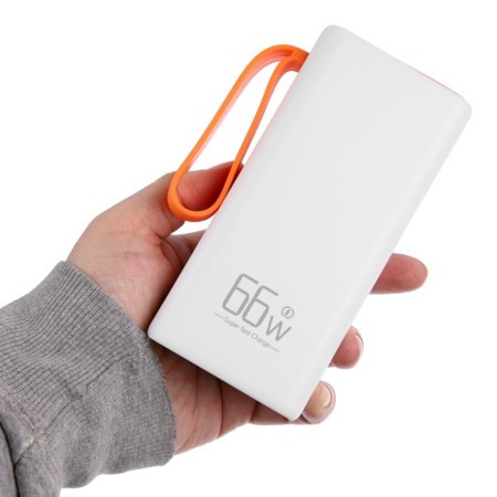 External battery YM-653, 30000 mAh, 66 W, 4USB, 3TYPE-C, lantern, fast charging, white-7