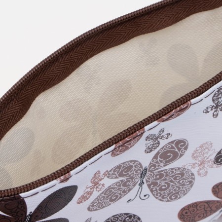 Lightning cosmetic bag, white/brown color-2