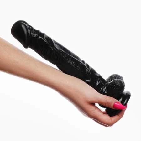 Falloimitator Oka-Khpoki, realist, on suction cup, PVC, 25 x 4 cm, black-8