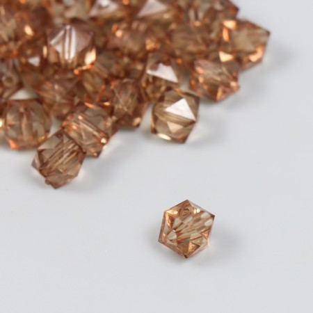 Plastic beads "Crystal polyhedron. Pale brown" transparent set of 20 g 1x1x1 cm-1