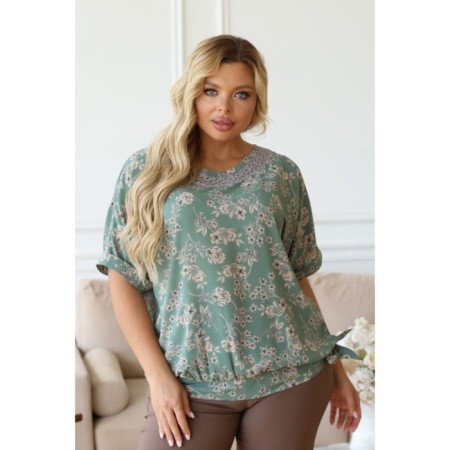 Female blouse, size 50, green color-3