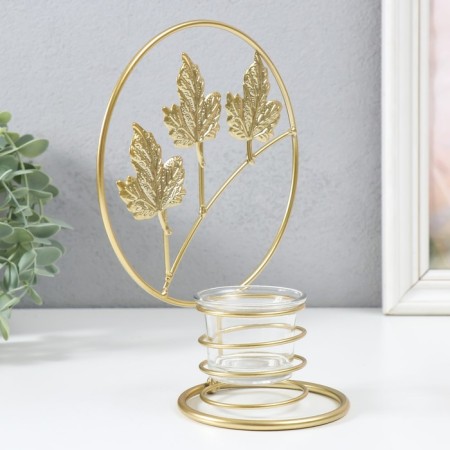 Summary metal per 1 candle "Maple leaves in the circle" d = 4.5 cm gold 16x9.5x21 cm-2