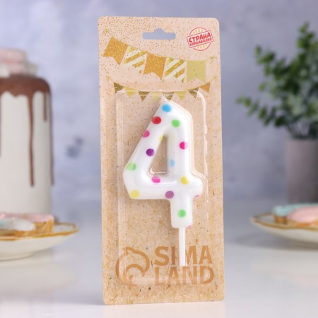A candle in a cake for a birthday "Confetti", the number "4", a giant, 9 cm-1