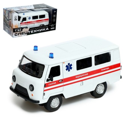 Metal machine "UAZ 3962. Ambulance", inertia, 1:24, light and sound