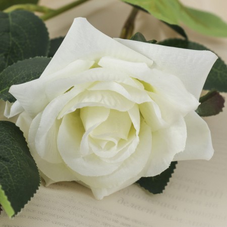 Artificial Flowers "Rose Fiona" Three Butons, 8x70 cm, White-1
