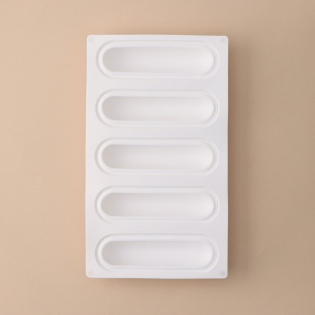 Form for mousse desserts and baking konfinetta "eclair", 30 × 17 × 3 cm, 5 cells (14.5 × 4.5 cm), white color-2